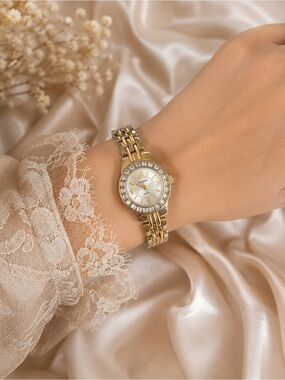 Women's Elgin Gold-Tone Crystal Accent Bracelet Watch